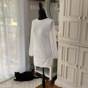 White Sequin Mini Dress
